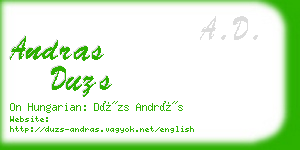 andras duzs business card